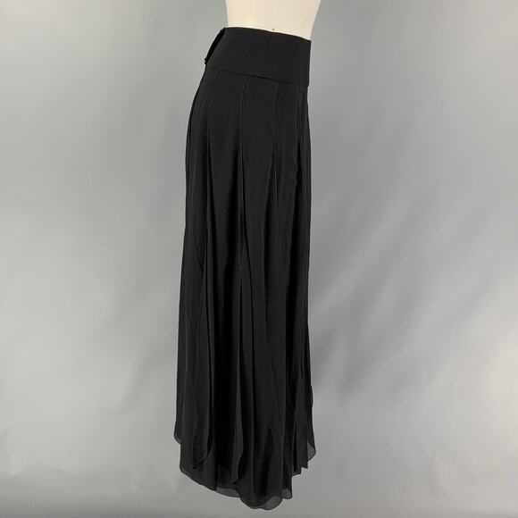 CHANEL Size 6 Black Silk Pleated Wide Leg Skirt - Picture 2 of 6
